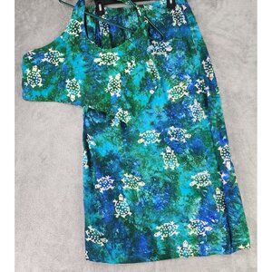 Bonnie Brown Top Skirt Womens One Size Blue Green Tropical Hand Made Two Piece